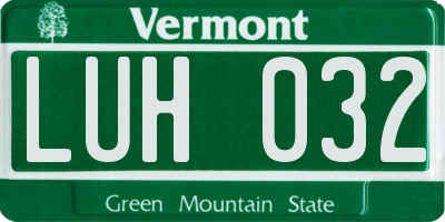 VT license plate LUH032