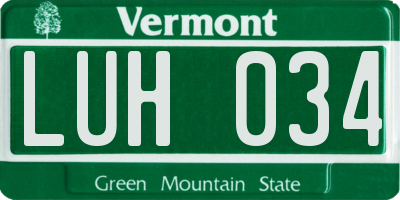 VT license plate LUH034