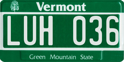 VT license plate LUH036