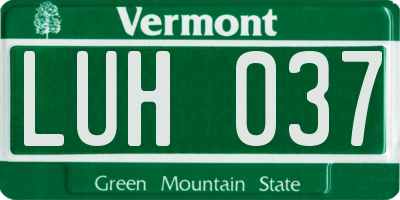 VT license plate LUH037