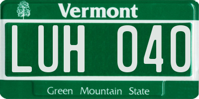 VT license plate LUH040