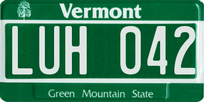 VT license plate LUH042