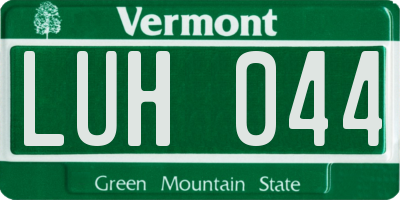 VT license plate LUH044