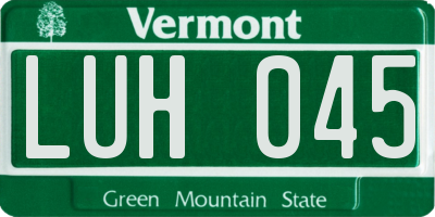 VT license plate LUH045
