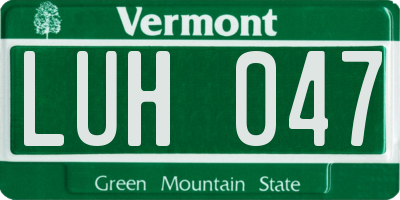 VT license plate LUH047