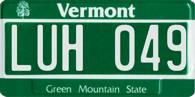 VT license plate LUH049