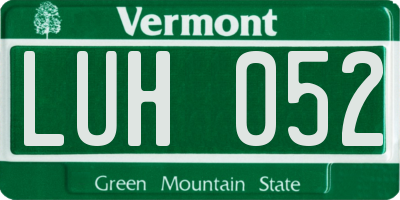VT license plate LUH052