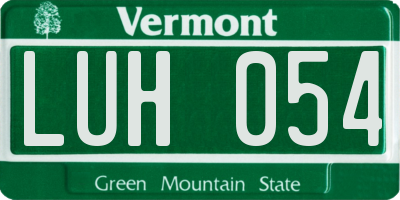 VT license plate LUH054