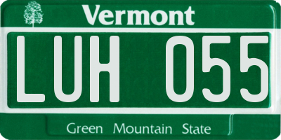 VT license plate LUH055