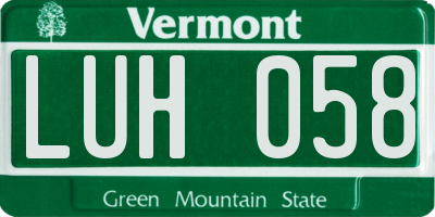 VT license plate LUH058