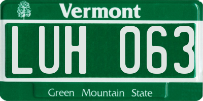VT license plate LUH063