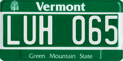 VT license plate LUH065