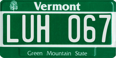 VT license plate LUH067