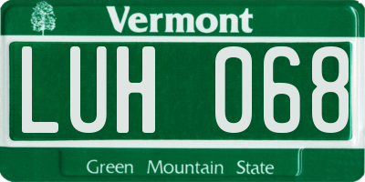 VT license plate LUH068