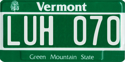 VT license plate LUH070