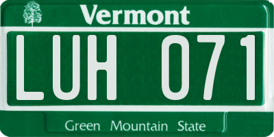 VT license plate LUH071