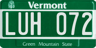 VT license plate LUH072