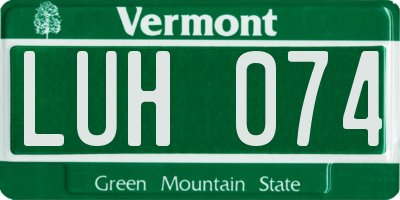 VT license plate LUH074