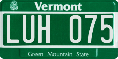 VT license plate LUH075