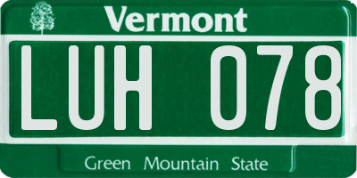 VT license plate LUH078