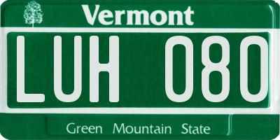 VT license plate LUH080
