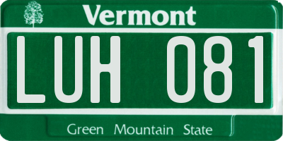 VT license plate LUH081