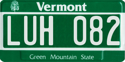 VT license plate LUH082