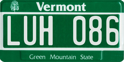 VT license plate LUH086