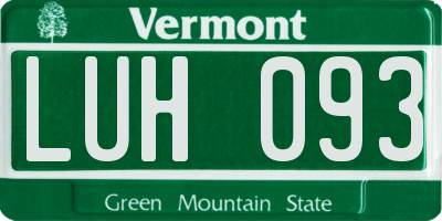 VT license plate LUH093
