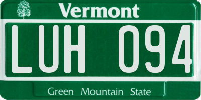 VT license plate LUH094