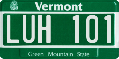VT license plate LUH101