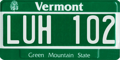 VT license plate LUH102