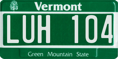 VT license plate LUH104