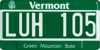 VT license plate LUH105