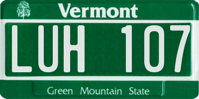 VT license plate LUH107