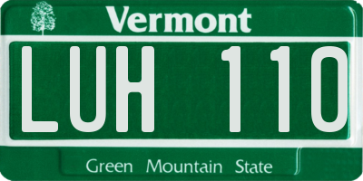 VT license plate LUH110
