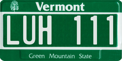 VT license plate LUH111