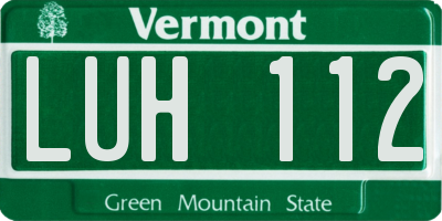 VT license plate LUH112