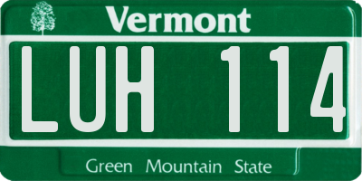 VT license plate LUH114