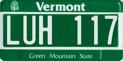 VT license plate LUH117