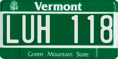 VT license plate LUH118