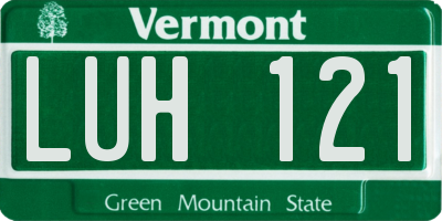 VT license plate LUH121