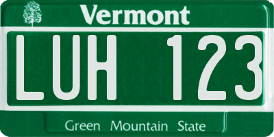 VT license plate LUH123
