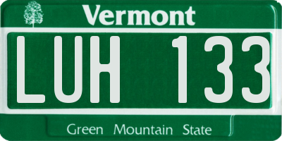 VT license plate LUH133