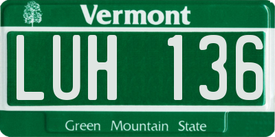 VT license plate LUH136