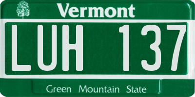 VT license plate LUH137