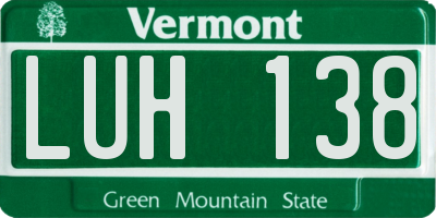 VT license plate LUH138