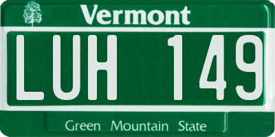 VT license plate LUH149