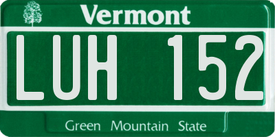 VT license plate LUH152