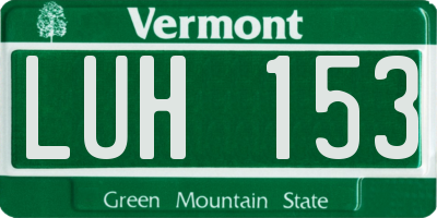 VT license plate LUH153